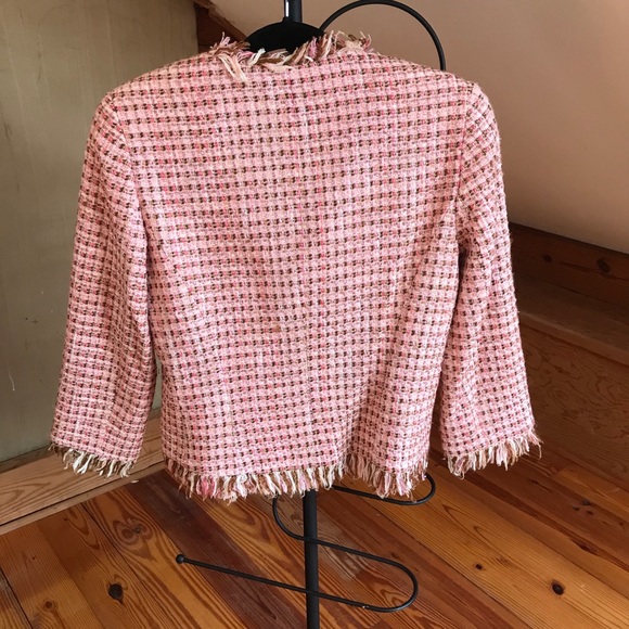 Aqua Pink Tweed Fringe Jacket, EUC, S - Picture 3 of 14